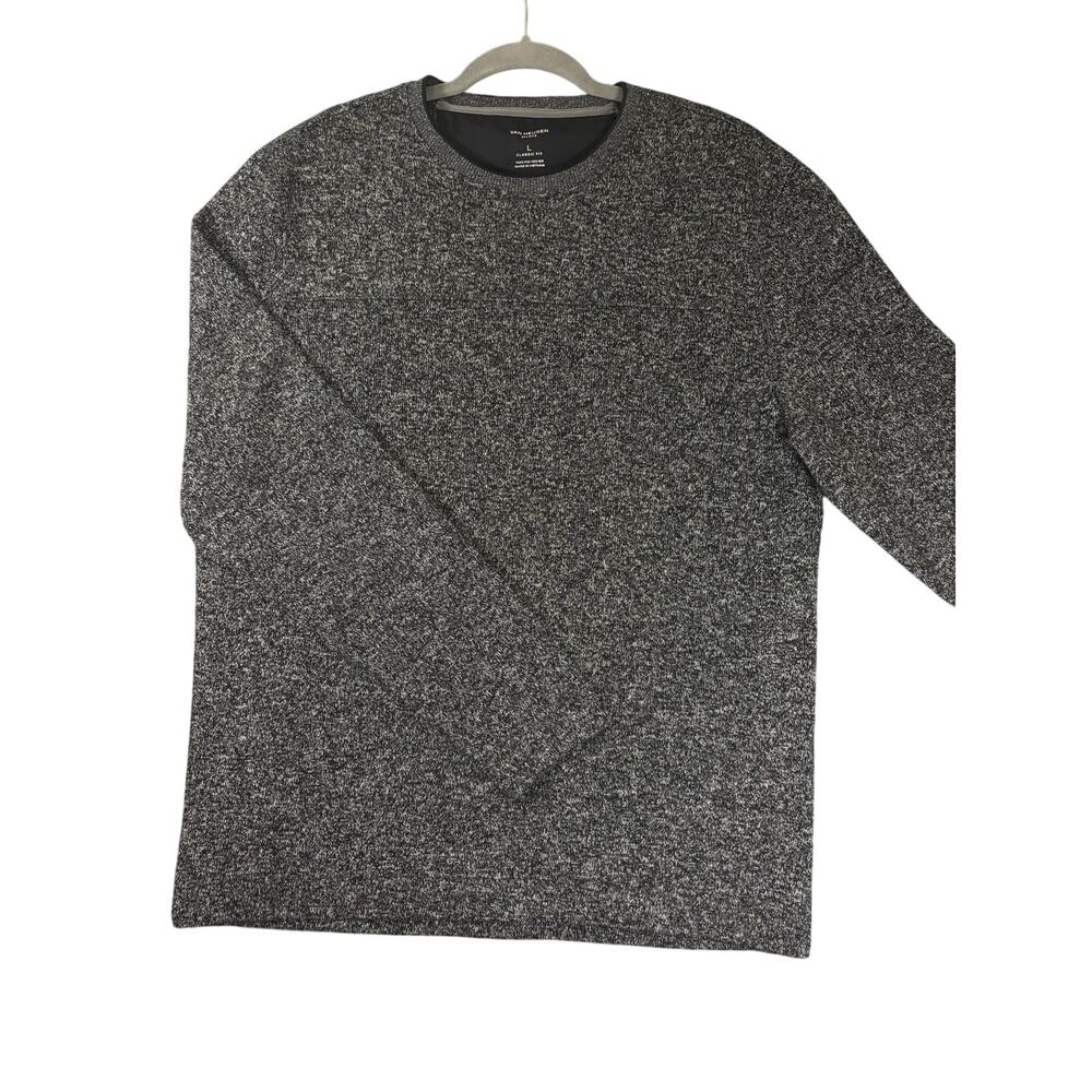 Van Heusen Flex Men's L Charcoal Marled Crewneck Classic Fit Sweater
